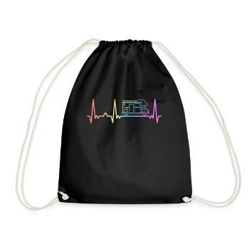 Camping Caravan Camper Motorhome - Drawstring Bag - black - Front