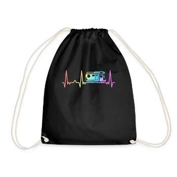 Camping Caravan Camper Motorhome - Drawstring Bag - black - Front