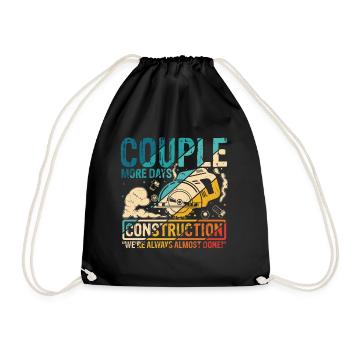 Construction Construction Site Construction Worker Building Family Roof - Drawstring Bag - black - Front