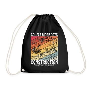 Construction Construction Site Construction Worker Building Family Tisc - Drawstring Bag - black - Front