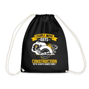 Construction Construction Site Construction Worker Building Family Hand - Drawstring Bag - black - Front