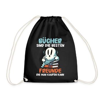 Buch Lesen Bücher Buch Nerd Bücherwurm - Turnbeutel - Schwarz - Vorne