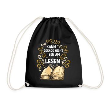Buch Lesen Bücher Buch Nerd Bücherwurm - Turnbeutel - Schwarz - Vorne
