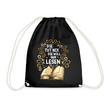 Buch Lesen Bücher Buch Nerd Bücherwurm - Turnbeutel - Schwarz - Vorne