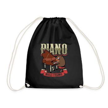 Piano Mole-tissimo - Mole at the Piano - Drawstring Bag - black - Front