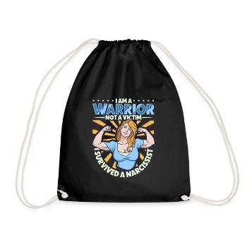 Fighter and not a victim - narcissism survivor - Drawstring Bag - black - Front