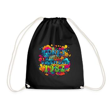 Funky Birthday: December 1982 - Psychadelic - Drawstring Bag - black - Front