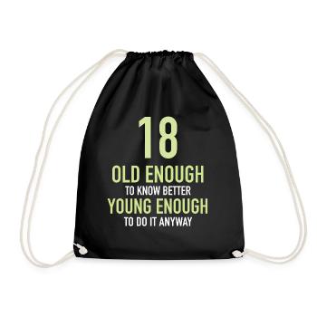 Gift 18 years birthday boy or girl - Drawstring Bag - black - Front