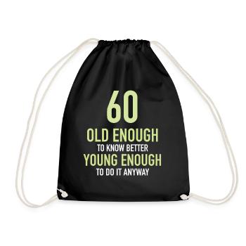 Cadeau 60 ans anniversaire garçon ou fille - Sac de sport léger - noir - Devant