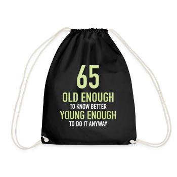 Gift 65 years birthday boy or girl - Drawstring Bag - black - Front