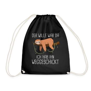 Faultier Faultiere Tier Schlafen Faul - Turnbeutel - Schwarz - Vorne