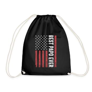 Best Papo Ever US American Flag Funny Grandpa - Drawstring Bag - black - Front