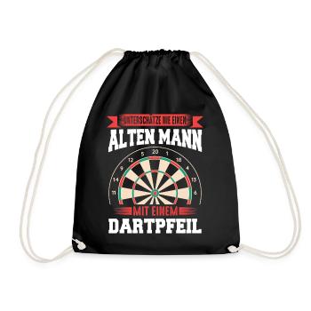 Dart Darts Dartspieler Dartsport - Turnbeutel - Schwarz - Vorne