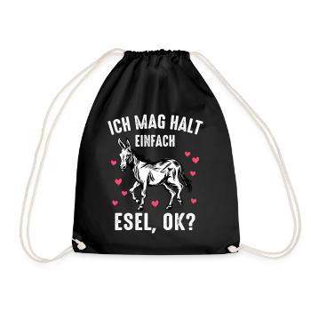 Esel Eselchen Maultier Muli - Turnbeutel - Schwarz - Vorne