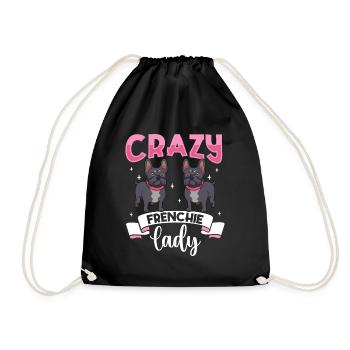 Crazy Frenchie Lady - Bouledogue français - Sac de sport léger - noir - Devant