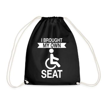 wheelchair wheelchair user disability humor - Drawstring Bag - black - Front