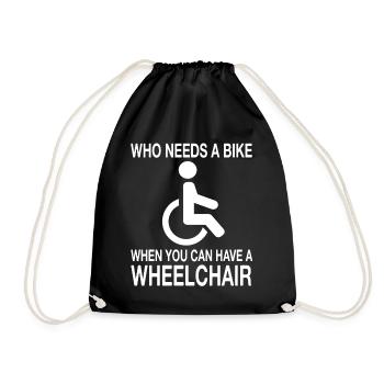 Fauteuil roulant Utilisateur de fauteuil roulant Humour handicap - Sac de sport léger - noir - Devant