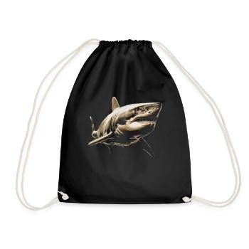 Shark, Ocean, Tiger Shark, Animal, Fish - Drawstring Bag - black - Front