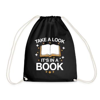 Bücher Buch lesen Bücherei Bibliothek Bücherwurm - Turnbeutel - Schwarz - Vorne