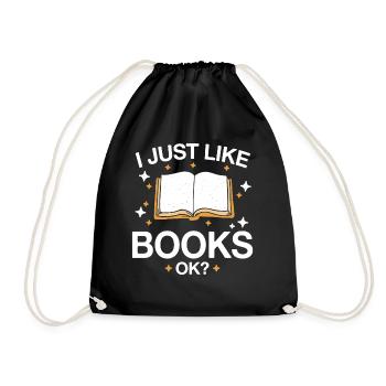 Bücher Buch lesen Bücherei Bibliothek Bücherwurm - Turnbeutel - Schwarz - Vorne