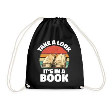 Bücher Buch lesen Bücherei Bibliothek Bücherwurm - Turnbeutel - Schwarz - Vorne