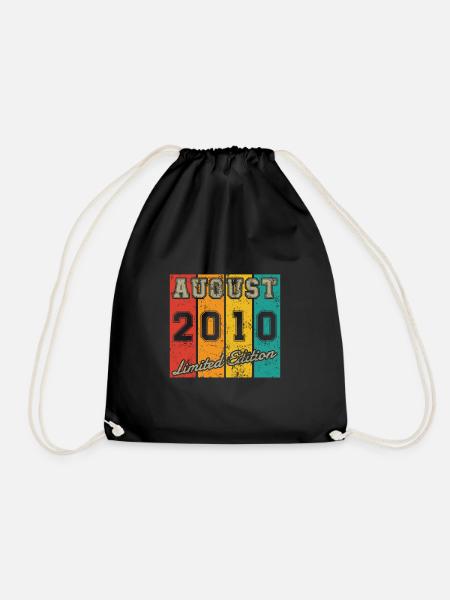 Geburtstag: August 2010 - Limited Edition Retro - Turnbeutel - Schwarz
