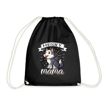Husky Mom - Siberian Husky - Drawstring Bag - black - Front