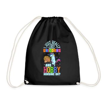 I love unicorns and hobby horsing - Drawstring Bag - black - Front
