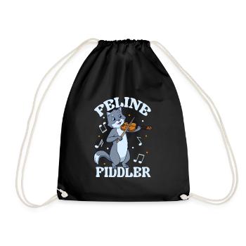 Feline Fiddler - Katze an der Geige - Turnbeutel - Schwarz - Vorne