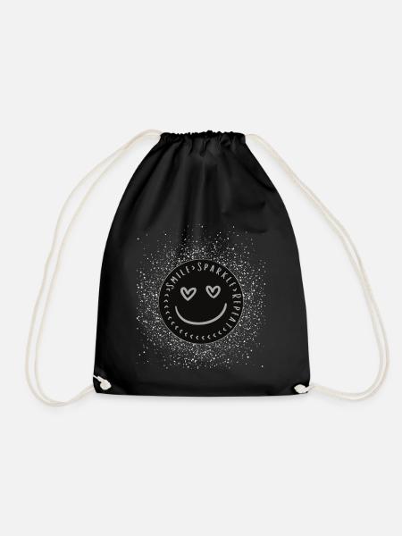 Smile Sparkle Repeat - Drawstring Bag - black