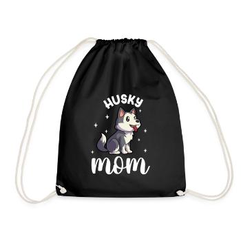 Husky Mom - Siberian Husky - Drawstring Bag - black - Front