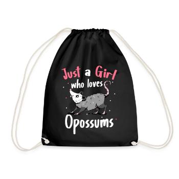 Opossum Possum Animal - Drawstring Bag - black - Front
