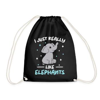 Elephant Animal Elephant Zoo - Drawstring Bag - black - Front