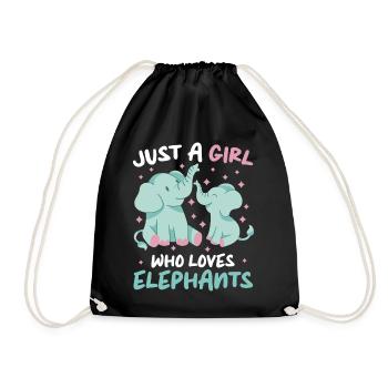 Elephant Animal Elephant Zoo - Drawstring Bag - black - Front