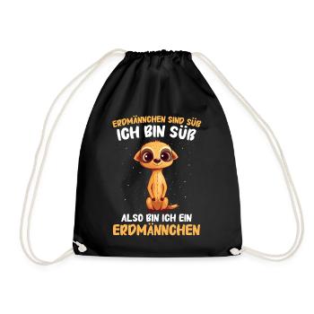 Erdmännchen Scharrtier Tier - Turnbeutel - Schwarz - Vorne