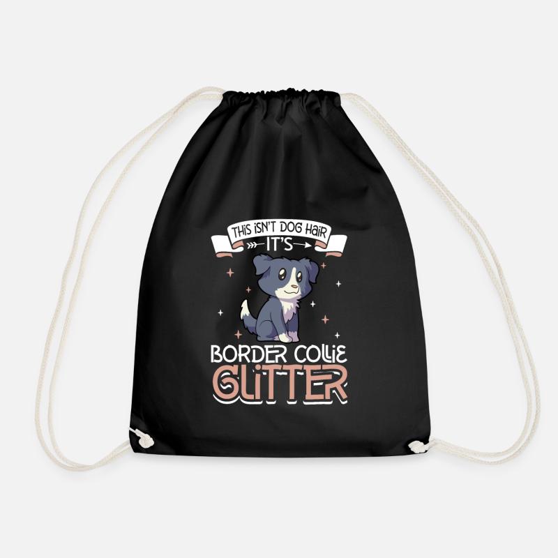 Border Collie Glitzer - Turnbeutel - Schwarz