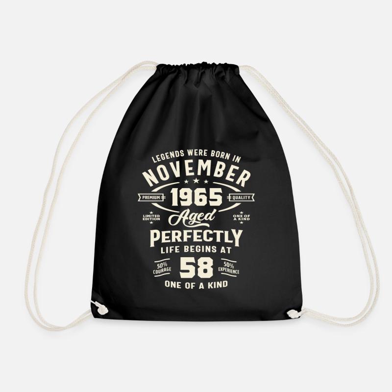 November 1965 58th Birthday Gifts 58 Year Old - Drawstring Bag - black