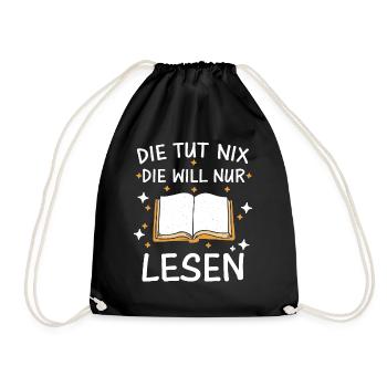 Buch Lesen Bücher Buch Nerd Bücherwurm - Turnbeutel - Schwarz - Vorne