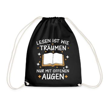Buch Lesen Bücher Buch Nerd Bücherwurm - Turnbeutel - Schwarz - Vorne