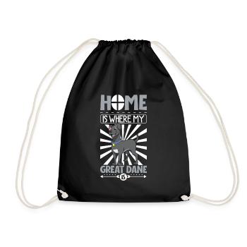 Home is where my Great Dane is - Deutsche Dogge - Drawstring Bag - black - Front
