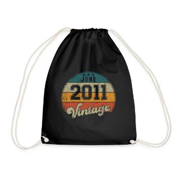 Vintage Geburtstag - Juni 2011 - Geschenkidee - Turnbeutel - Schwarz - Vorne
