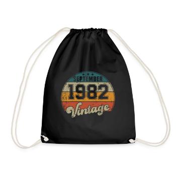 Vintage Geburtstag - September 1982 - Geschenkidee - Turnbeutel - Schwarz - Vorne