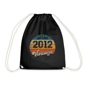Vintage Geburtstag - Januar 2012 - Geschenkidee - Turnbeutel - Schwarz - Vorne