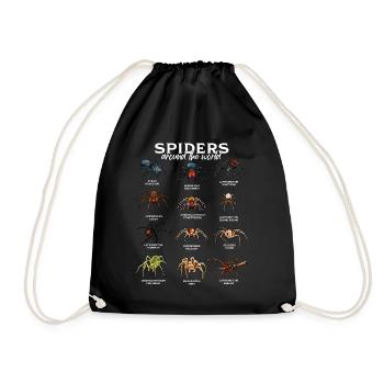 Araignées dans le monde - Espèces d’araignées - Sac de sport léger - noir - Devant