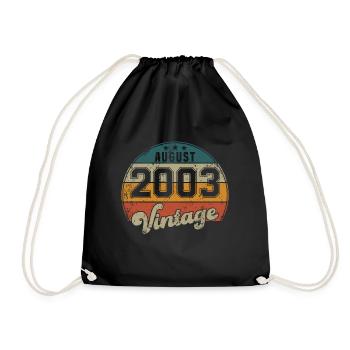 Vintage Geburtstag - August 2003 - Geschenkidee - Turnbeutel - Schwarz - Vorne