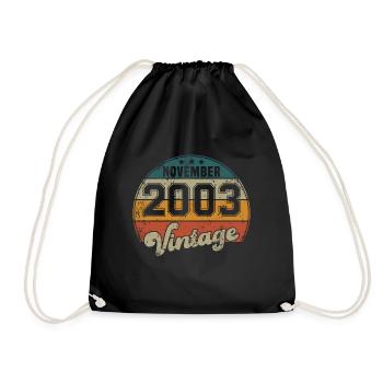 Vintage Geburtstag - November 2003 - Geschenkidee - Turnbeutel - Schwarz - Vorne