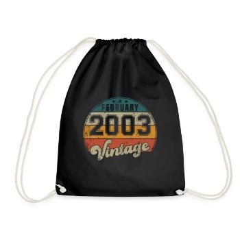 Vintage Geburtstag - Februar 2003 - Geschenkidee - Turnbeutel - Schwarz - Vorne