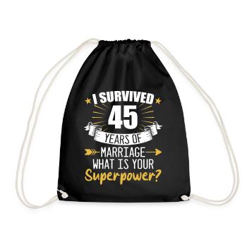 45th Wedding Anniversary Husband Wife Wedding - Drawstring Bag - black - Front