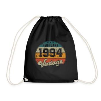 Vintage Geburtstag - Februar 1994 - Geschenkidee - Turnbeutel - Schwarz - Vorne