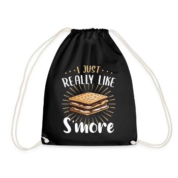 S'more Camping Smores Marshmallow Süßigkeiten - Turnbeutel - Schwarz - Vorne